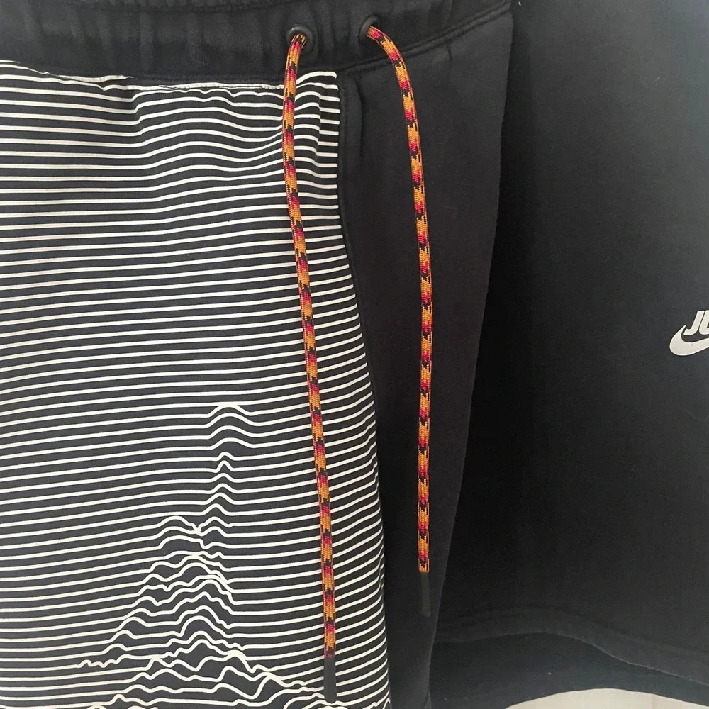 Jordan Jumpman Black Striped Knit Athletic Shorts Mens XL Drawstring Pockets